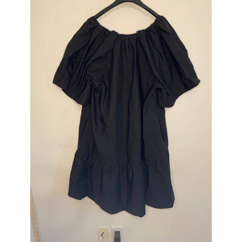 NWT Black Short Sleeve Dress Ruffles Lagenlook Minimalist Office Classic Size 2X - Picture 7 of 13